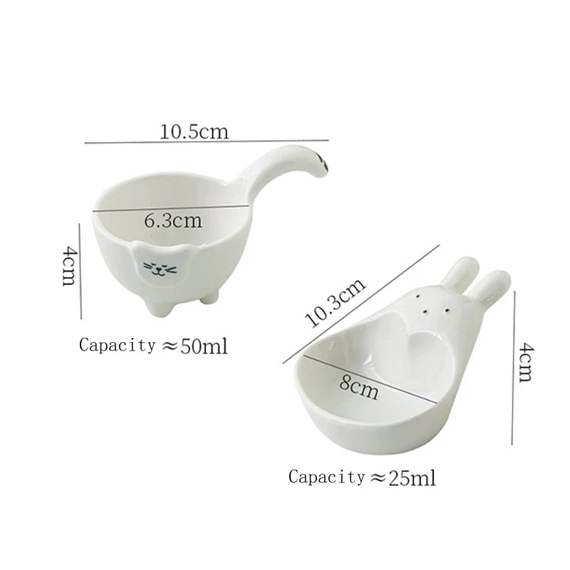 Ceramic Dipping Bowl, Cute Animal Shapes