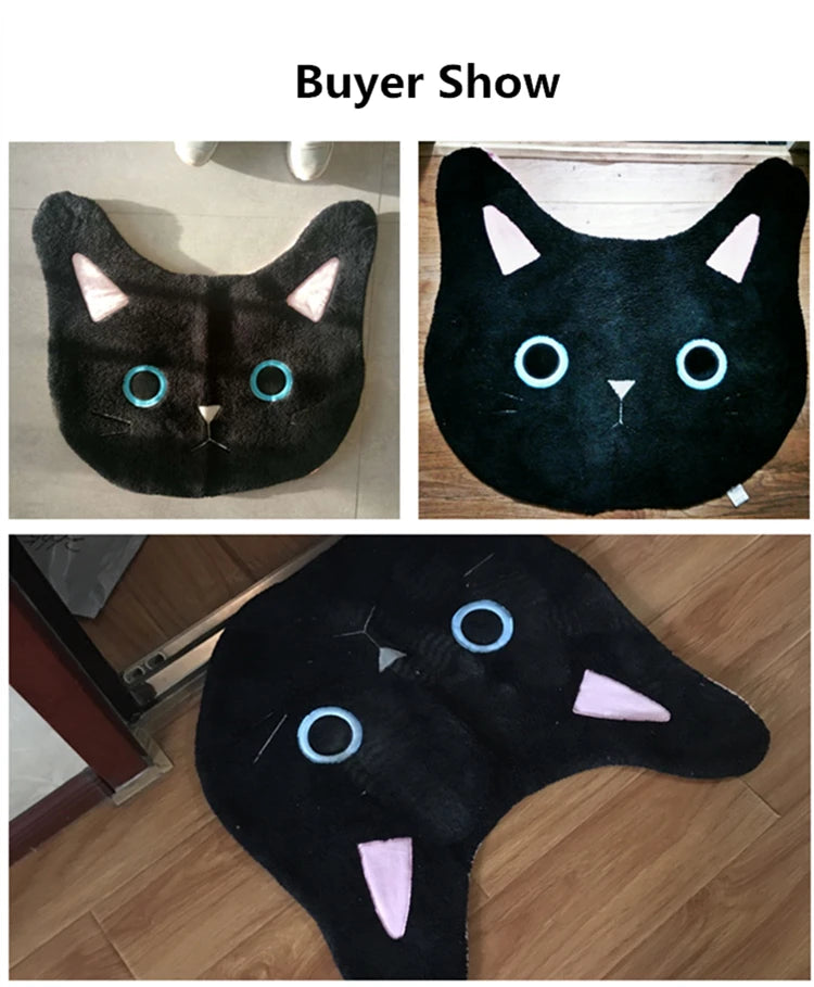 Bath Mat U Shaped White or Black Cat