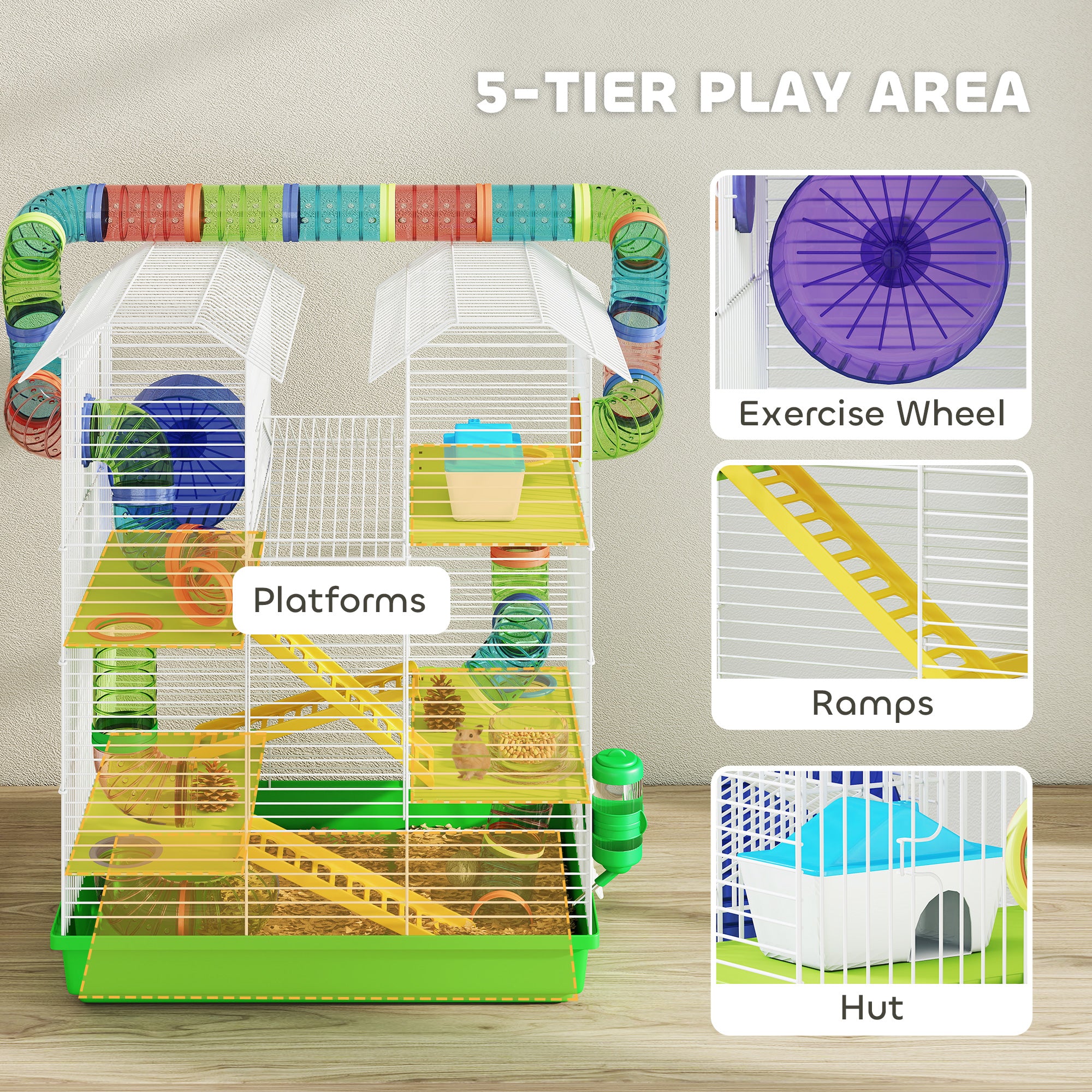 5 Tier Hamster Cage with Tubes and Tunnels