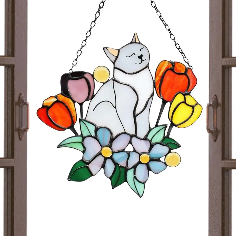 Hanging Cat On Flowers For Patio Decor
