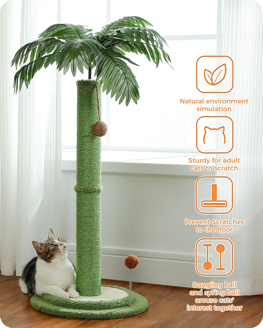 Cat Scratching Post with Interactive Balls Palm Tree