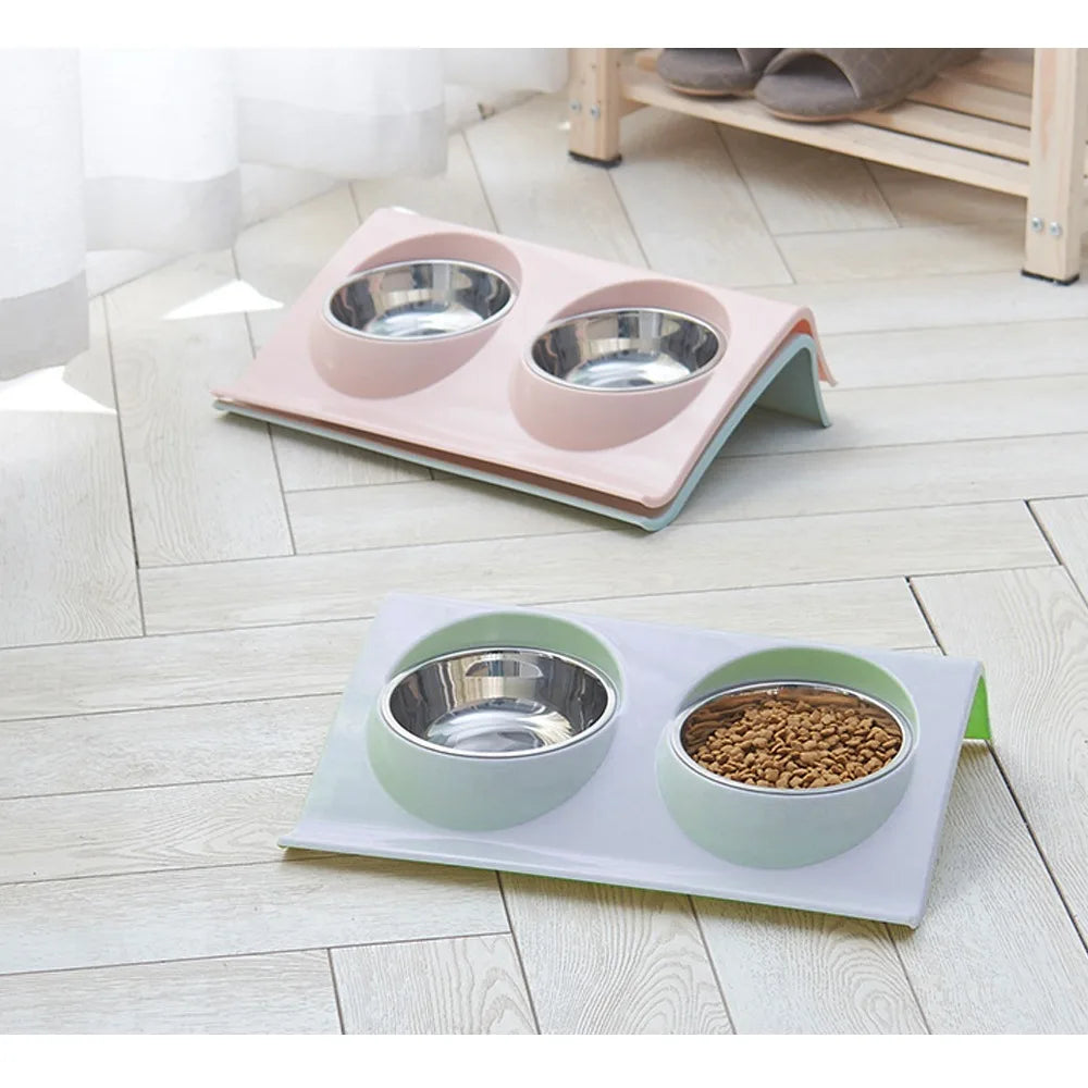 Stainless Steel Pet Double Bowl