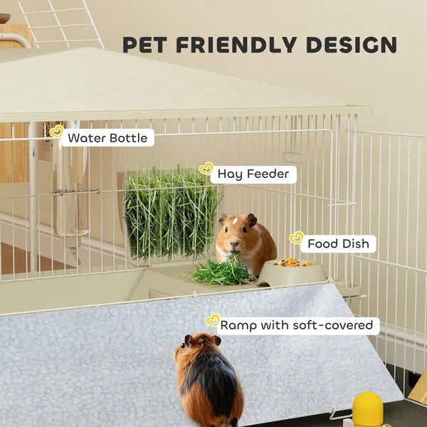 Small Animal Cage with Removable Pet Playpen and Waterproof Pad