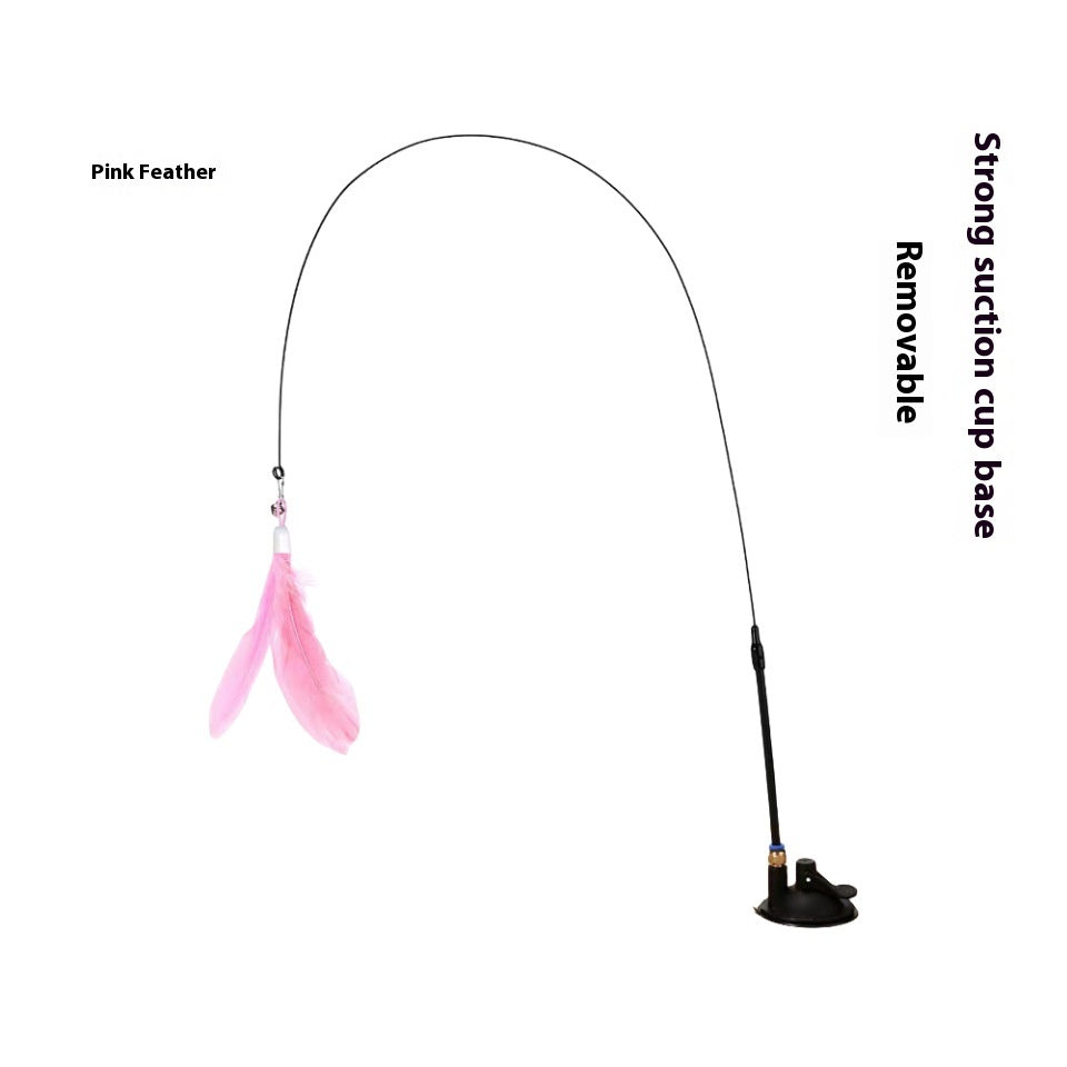 Cat Teaser With Bell Long Brush Holder Suction Cup