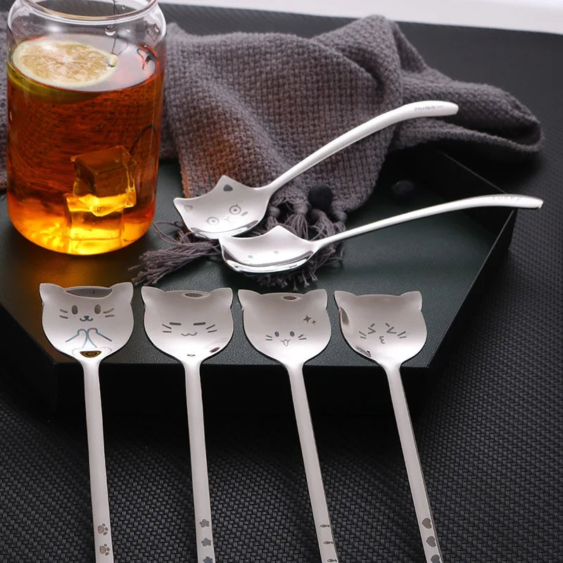 Cute Cat Stainless Steel Spoon Set