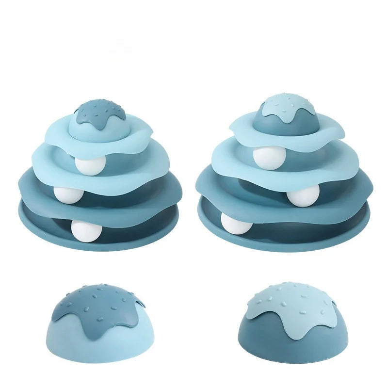 Cat Toy Tower Turntable Roller Balls 4 Levels