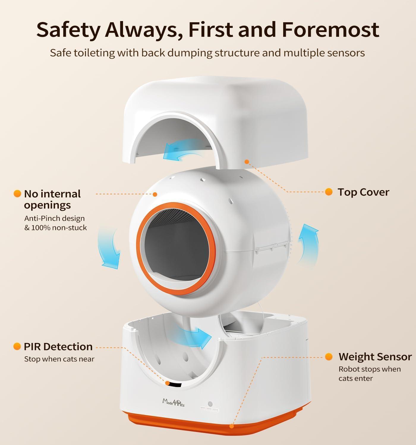 60L Automatic Cat Litter Box, Deodorizing, Infrared Sensor, Suitable For Multiple Cats