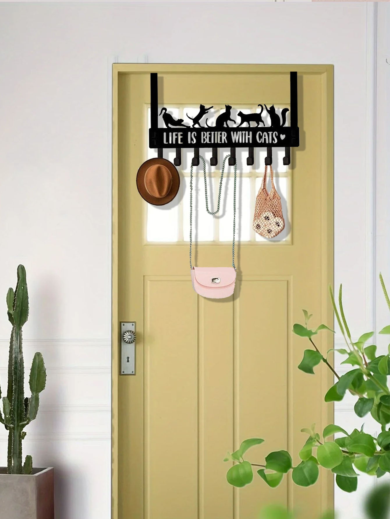 Over-The-Door Cat Multi-Purpose Hooks For Wall Or Door