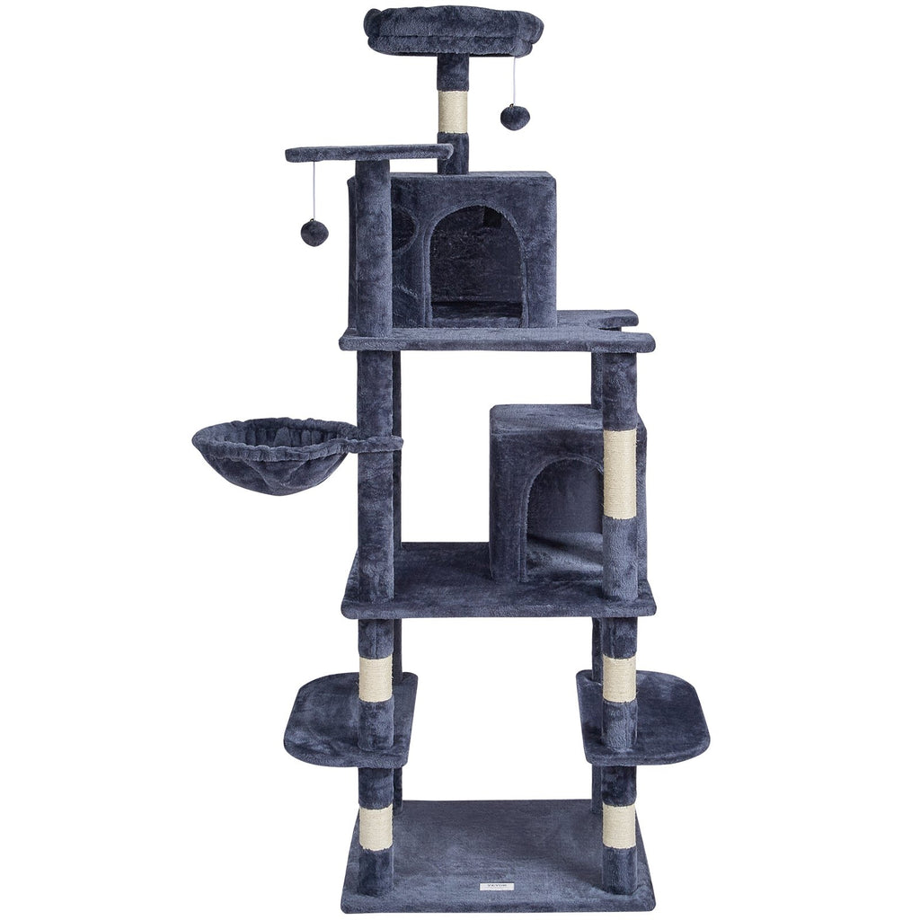 Cat Tree Cat Tower with Cat Condos Sisal Scratching Post Dark Grey