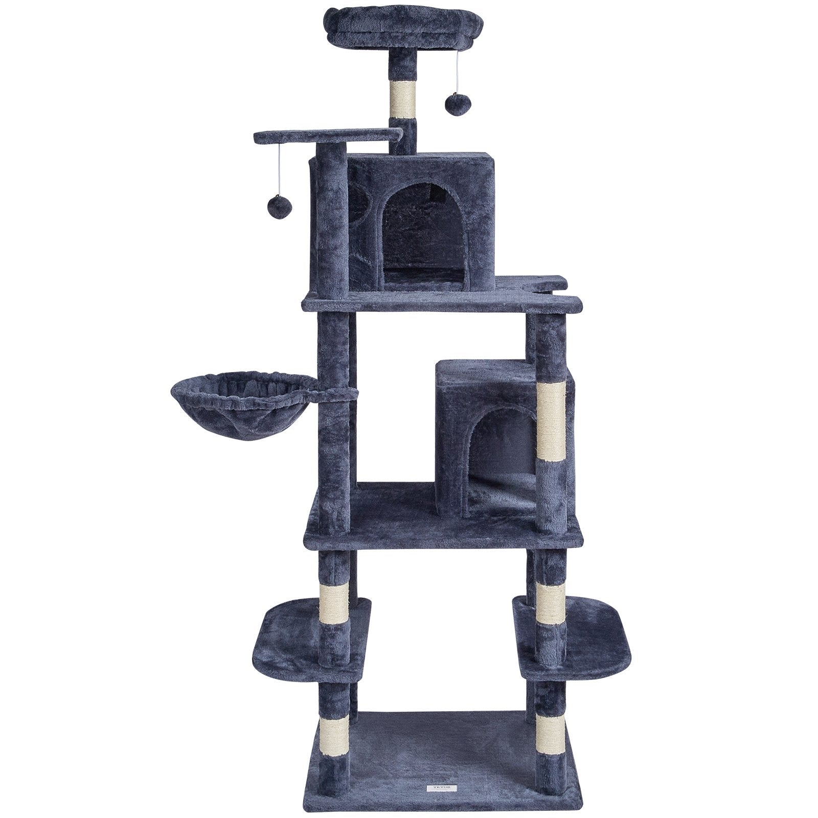 Cat Tree Cat Tower with Cat Condos Sisal Scratching Post Dark Grey