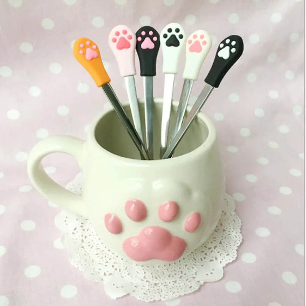 Stainless Steel Cute Cat Claw Coffee Spoons