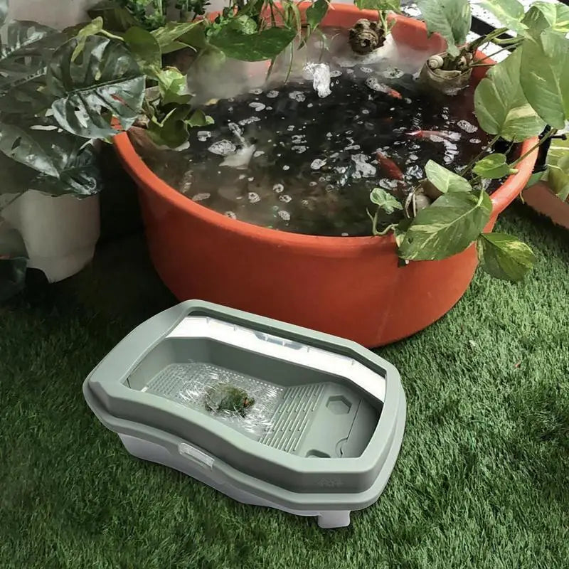 Turtle Tank Detachable Double Layers Habitat With Lid