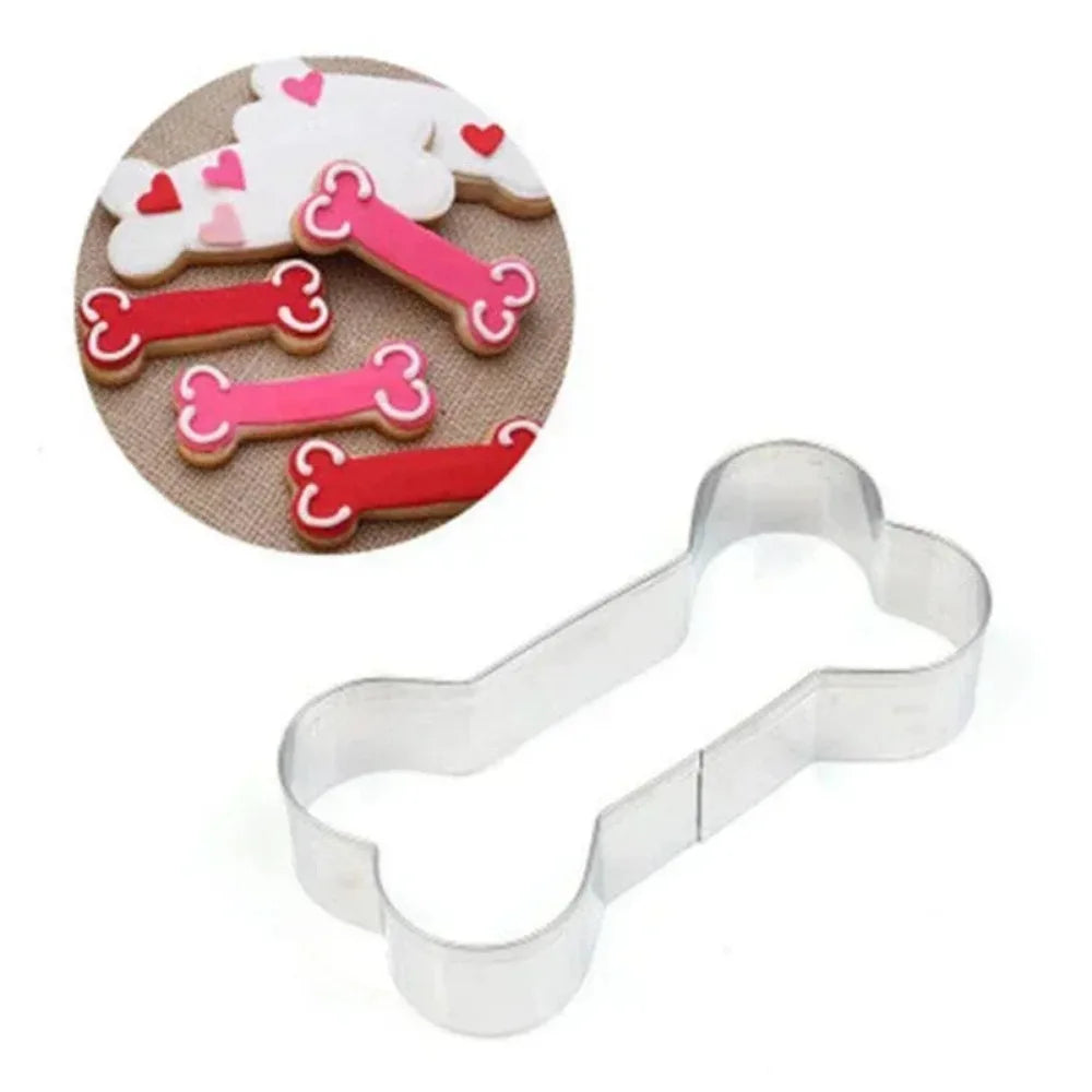 Cookie Cutter Pet Dog Bone Paw Shaped Stainless Steel Mold 4pcs