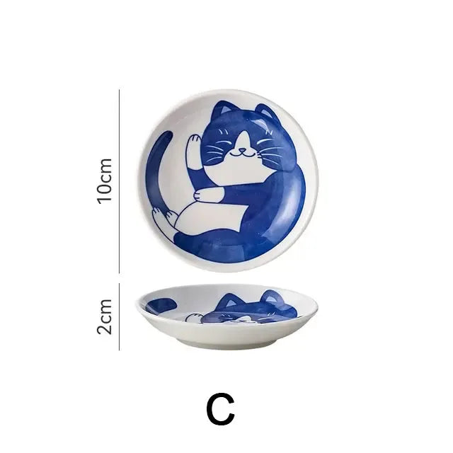 Cute Cat Ceramic Dessert, Sauce Dish