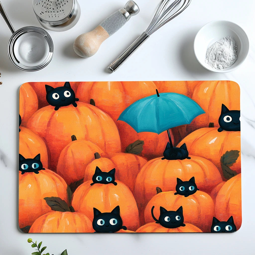 Absorbent Tableware Dish Drying Mats, Pumpkin Cat