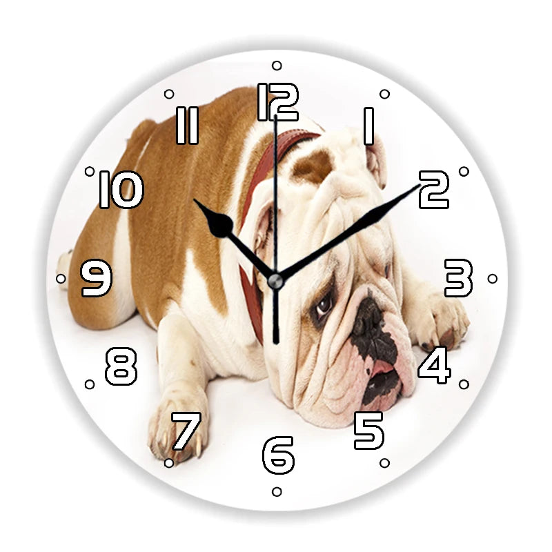 Rustic Wood Silhouette Dog Lover Wall Clock Multiple Designs