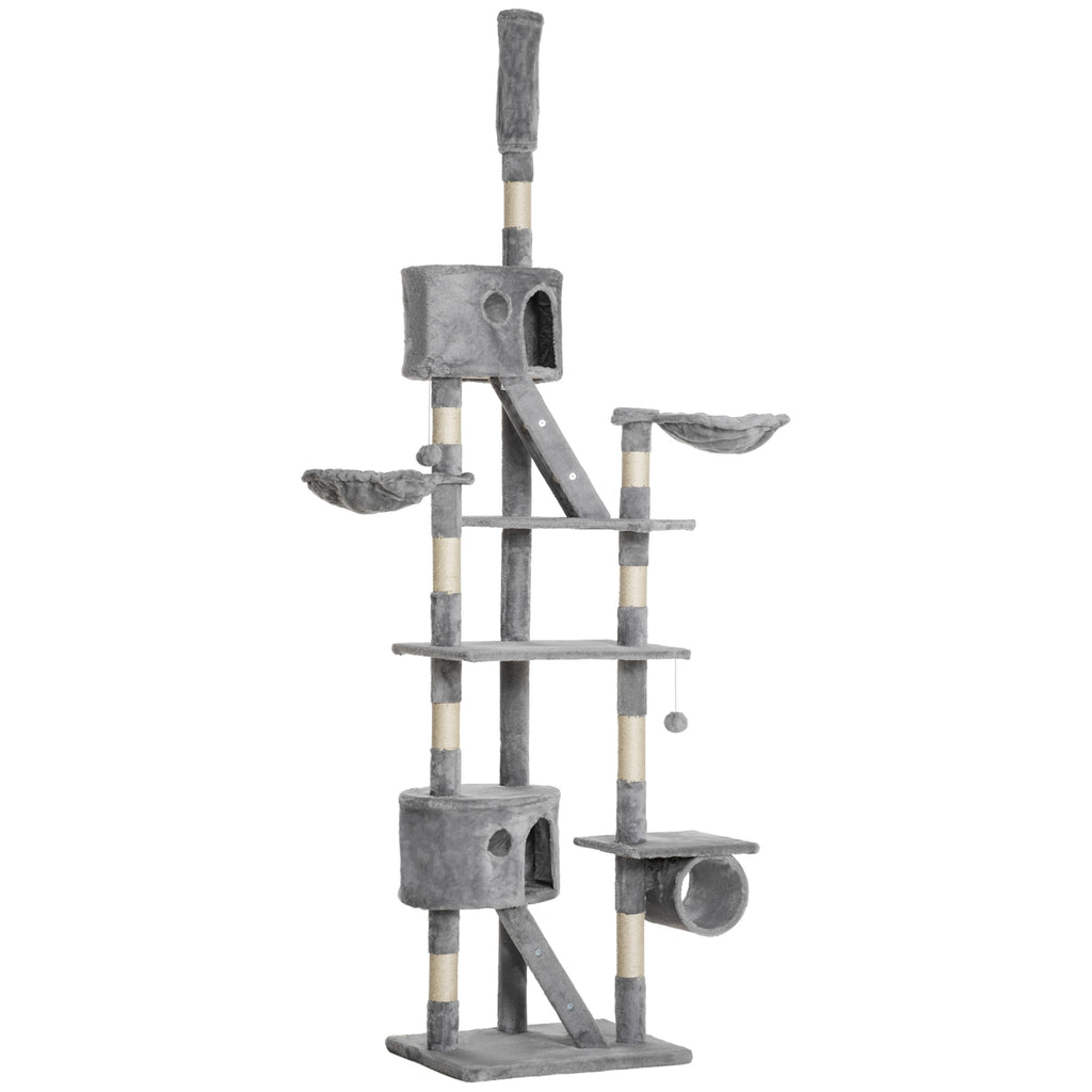 94.5 Inch Height Adjustable Cat Climbing Tower, Hammock