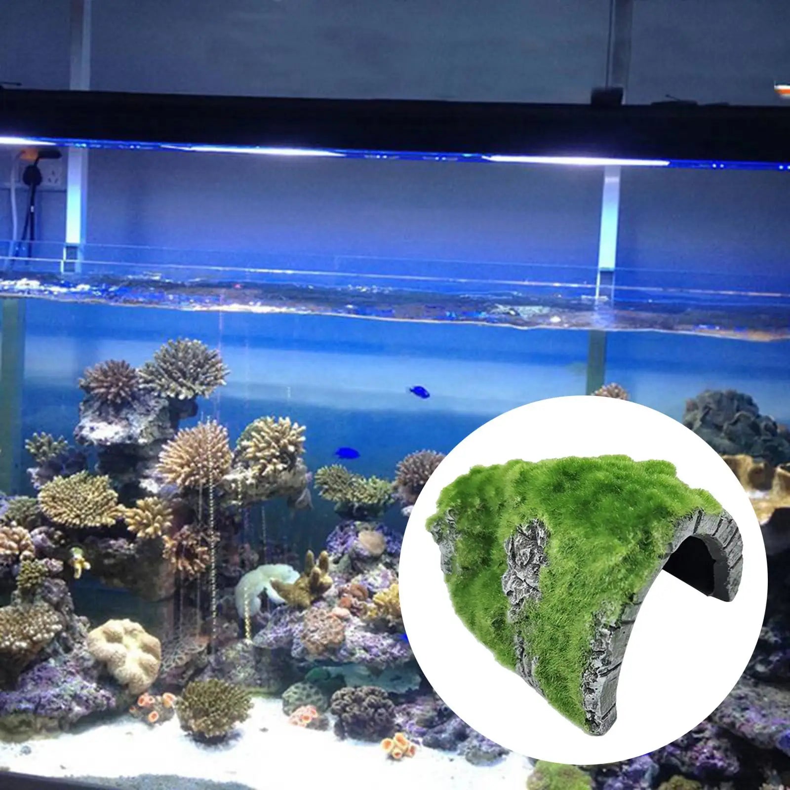Simulate Moss Rock Stone For Aquariums and Reptile Hiding Spot
