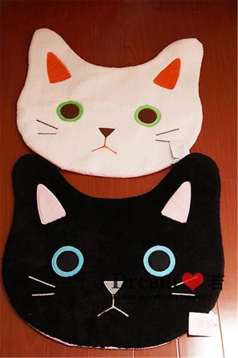 Bath Mat U Shaped White or Black Cat