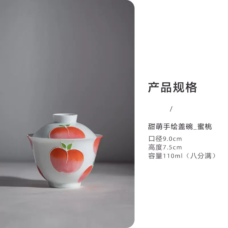 Hand-painted Blue Cat Ceramic Bowl and Tea Set