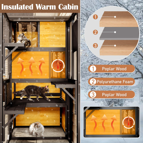 Large Cat Catio 4 Tiers Cat Enclosure Weatherproof