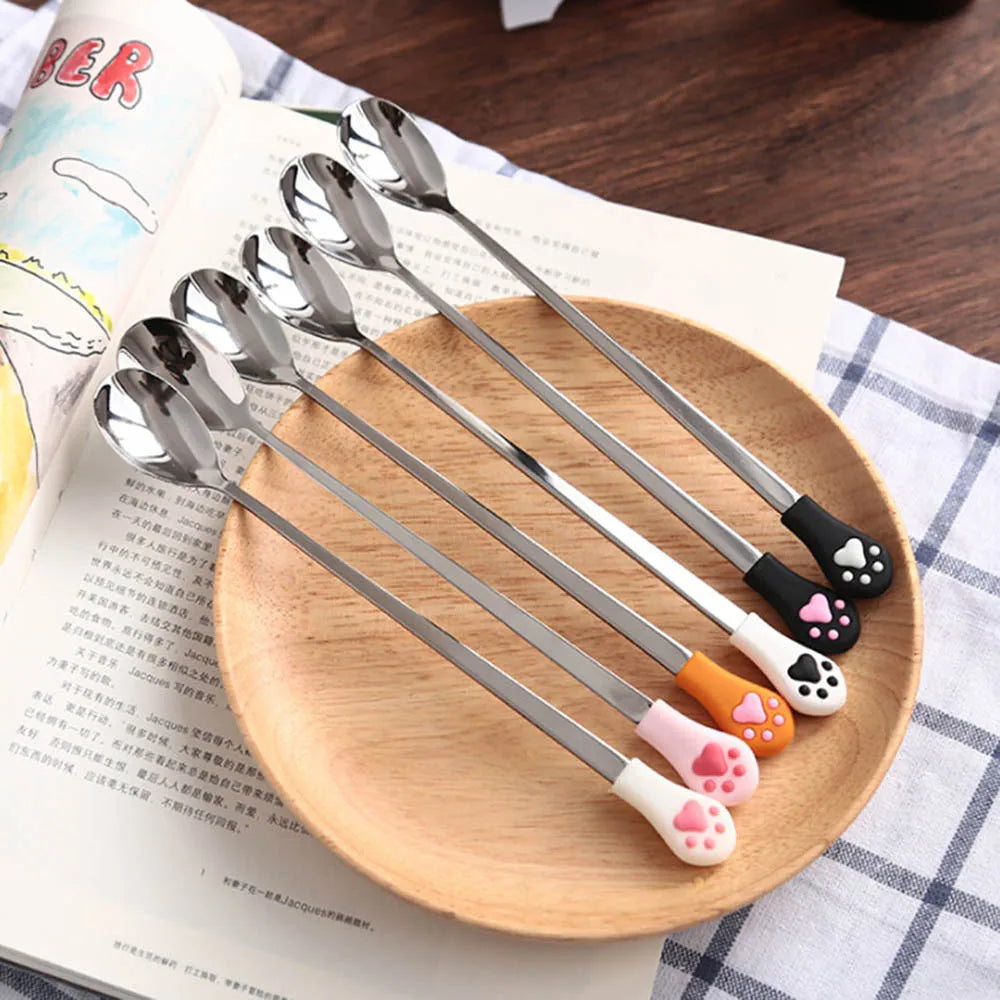 Stainless Steel Cute Cat Claw Coffee Spoons