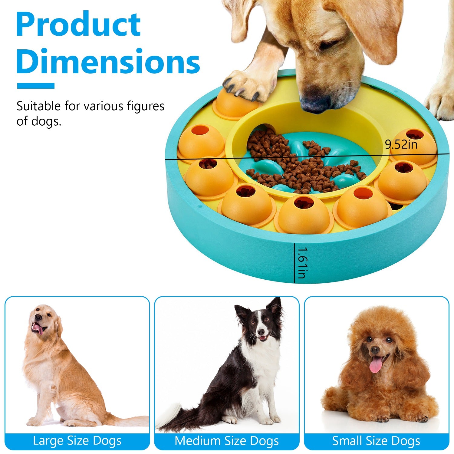 1Pc Dog Puzzle Slow Feeding Bowl, Dog Treat Dispensing Toy For IQ Training. For Small Medium Large Dog Cat