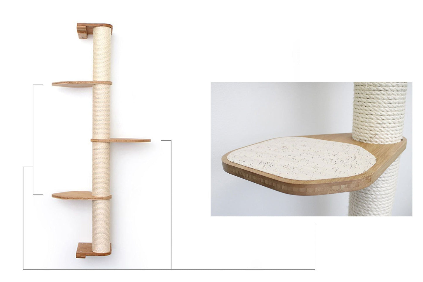 Wall Mounted Cat Climbing Pole - Sisal