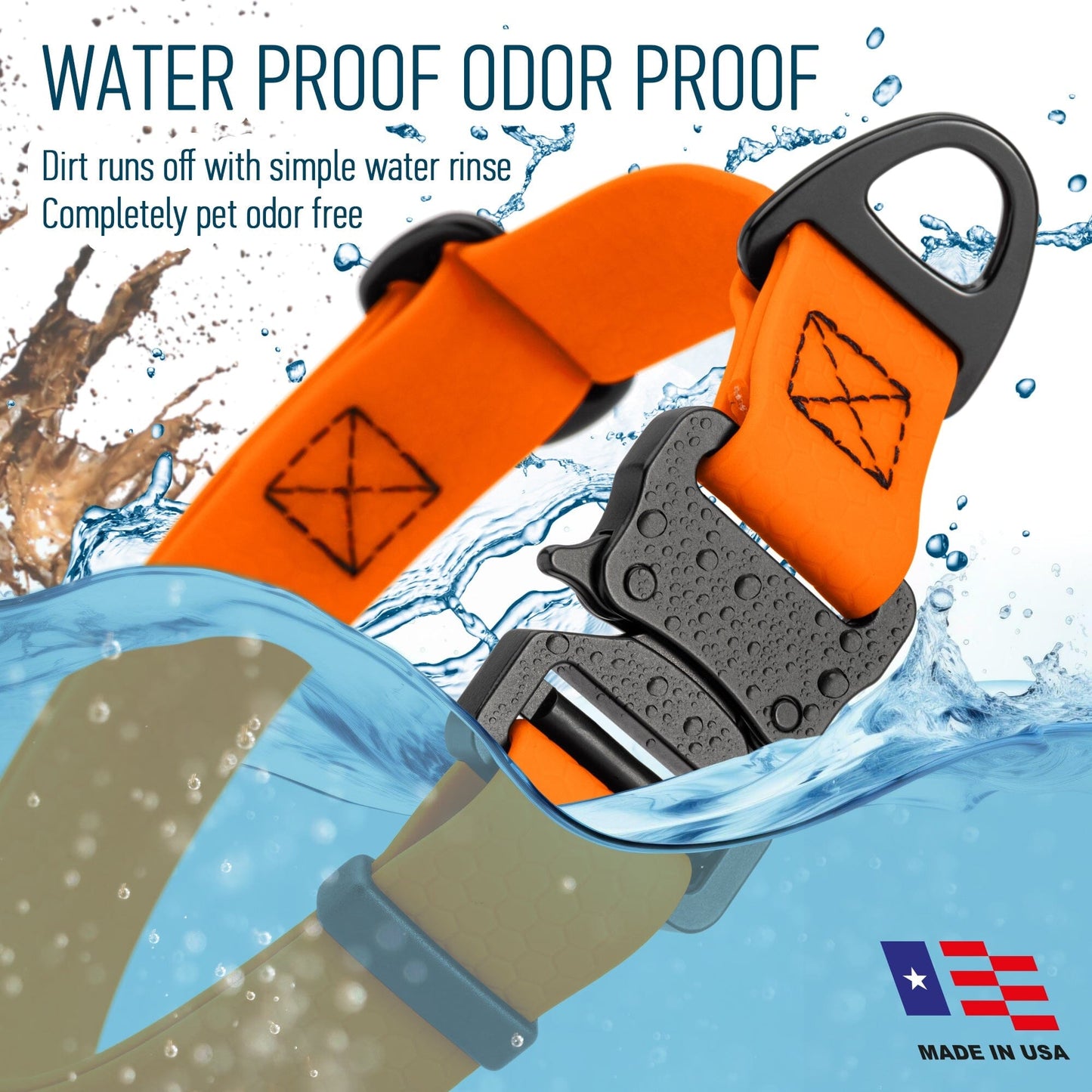 Waterproof Dog Collar with Metal Stab-Lock Buckle