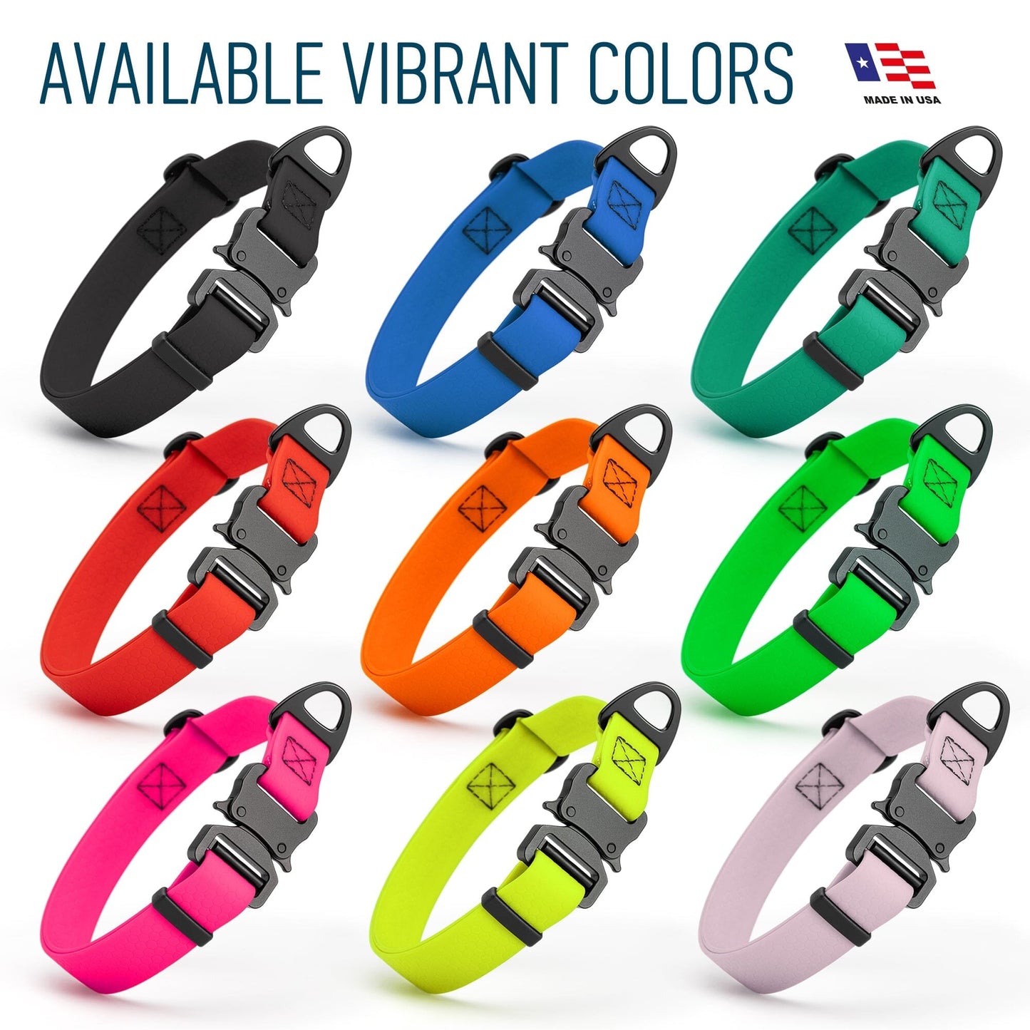 Waterproof Dog Collar with Metal Stab-Lock Buckle