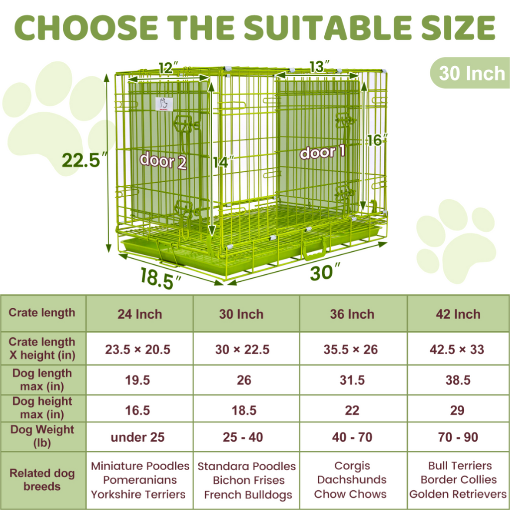 30" Collapsible Green Dog Crate GRN30