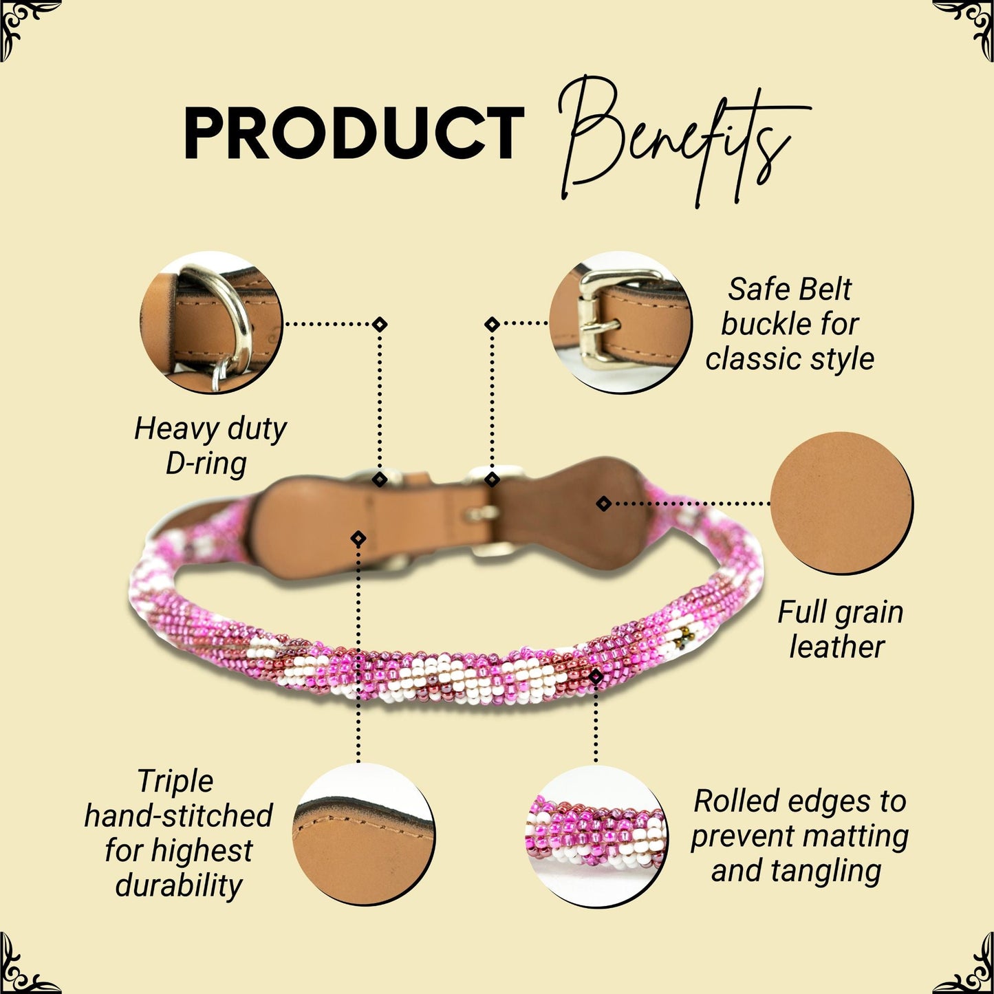 Melrose Sambboho dog collar (rolled)