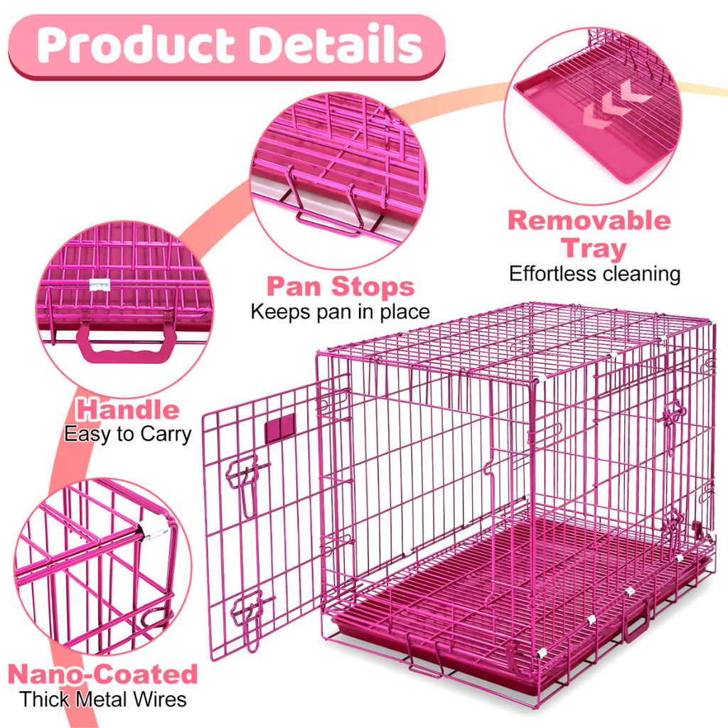 24-42" Collapsible Pink Dog Crate RED24-42