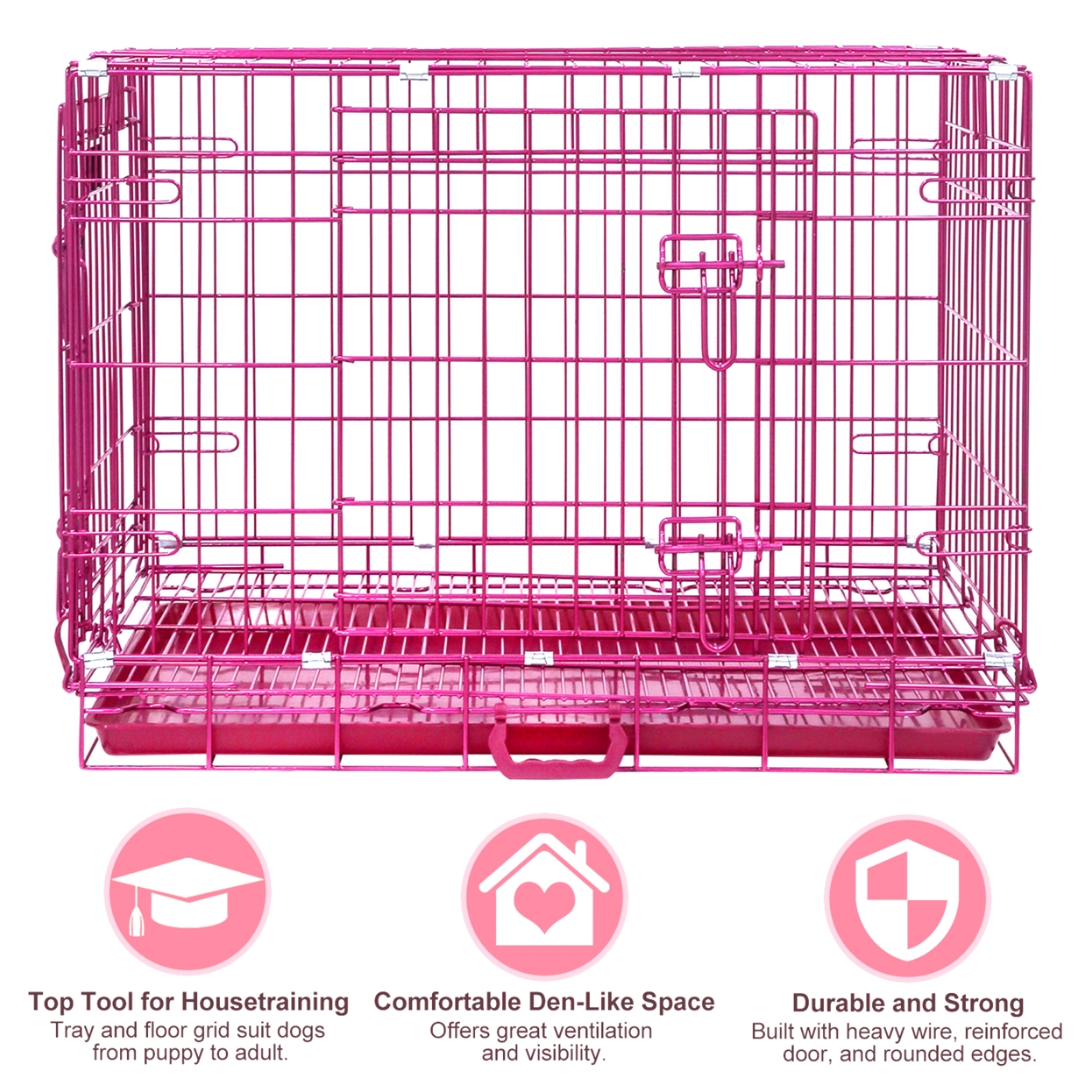 24-42" Collapsible Pink Dog Crate RED24-42