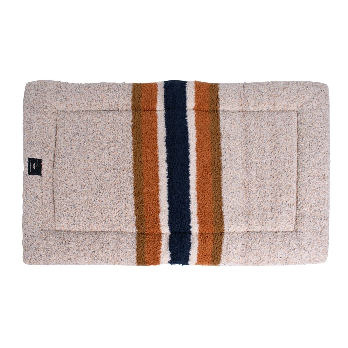 Shinola Brand Stripe Comfort Cushion Berber Dog Bed Oatmeal