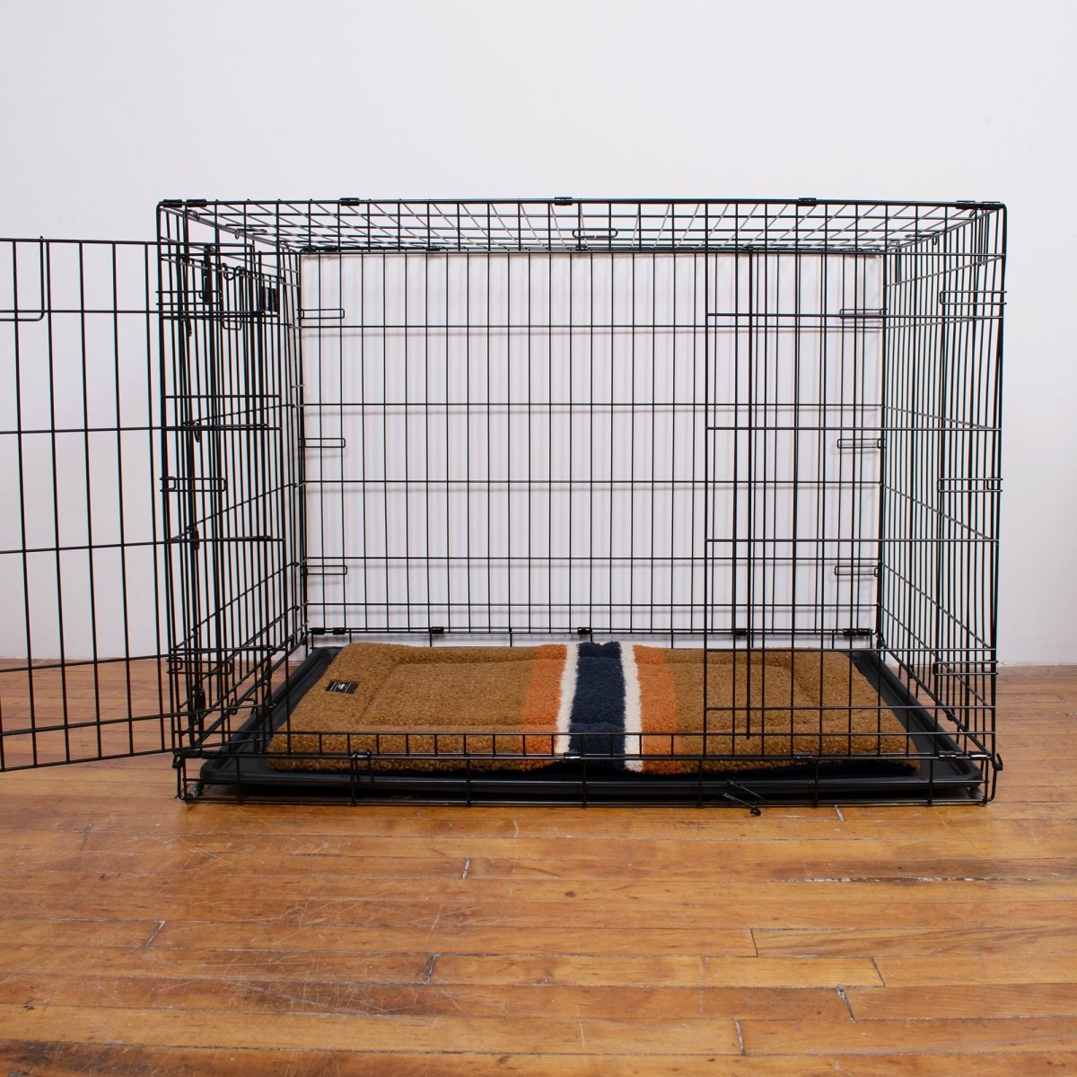 Shinola Brand Stripe Comfort Cushion Berber Dog Bed Rust