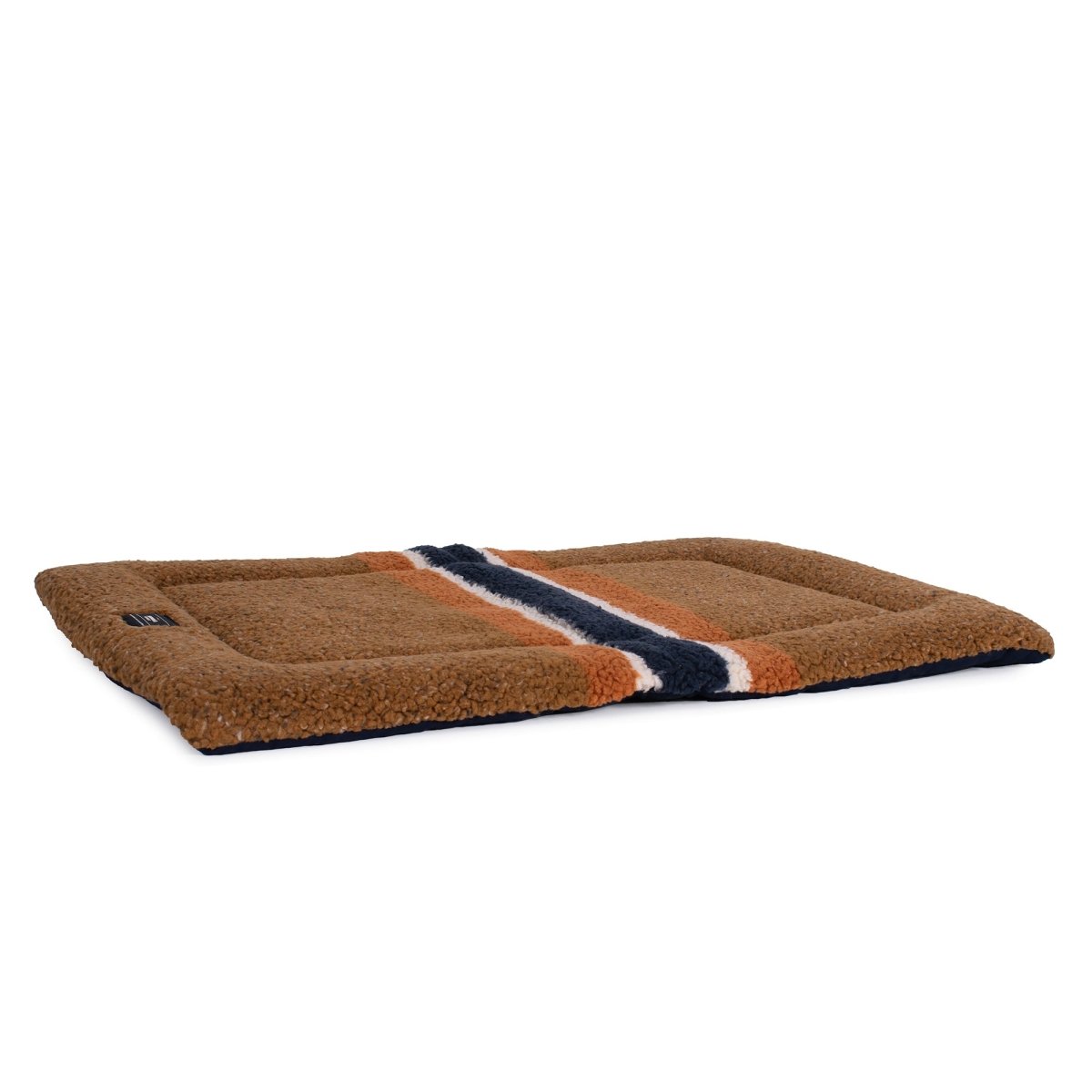 Shinola Brand Stripe Comfort Cushion Berber Dog Bed Rust