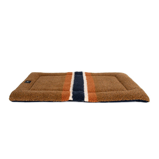 Shinola Brand Stripe Comfort Cushion Berber Dog Bed Rust